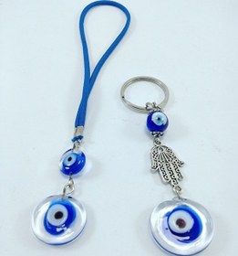 Resim Nazar Boncuğu Anahtarlık + Araba Süsü Ikili Set El Yapımı Hediyel 