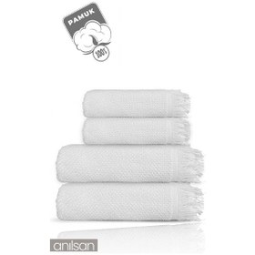 Resim 4'lü Gri Jelena Havlu Seti %100 Pamuk - 2 Adet El Havlusu 50x90 Ve 2 Adet Banyo Havlusu 70x140 Gri 