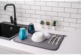 Resim Bulaşık Matı Süper Emici Bulaşık Kurutma Örtüsü 45X36Cm Katlanabilir Bulaşık Matı Antrasit Gri 35 X 45 