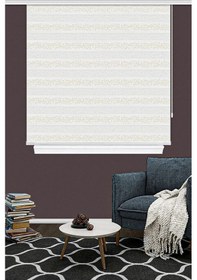 Resim Jakarlı Nove 02 Zebra Stor Perde Beyaz Altın Simli 4050 Mutfak Çocuk Odası Yatak Odası Salon Perdesi Beyaz Altın 