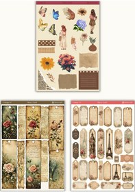 Resim 6 Lı Vintage Notlar Temalı Sticker Seti 12x17 Cm Bullet Journal, Scrapbook, Ajanda,planlayıcı İçin Diğer 