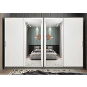 Resim Albero Sürgülü Çekmeceli Gardırop Dolap Bf 360 Cm Montaj Dahil 