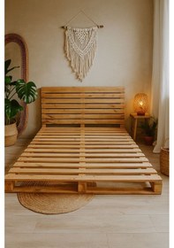 Resim Dekorela Çift Kişilik Palet Yatak 