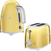 Resim Smeg 50'S Style Special Edition Gold Kettle ve 1x2 Ekmek Kızartma Makinesi Seti 