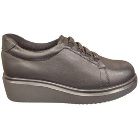 Resim King Paola 5142 Ortopedik Dolgu Taban Kadın Deri Ayakkabı Siyah 