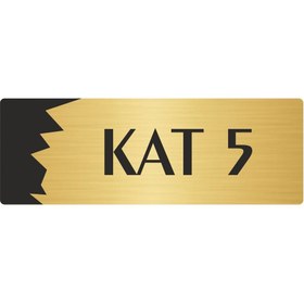 Resim Özarslan Dizayn Metal Departman Kapı İsimliği, Yönlendirme levhası Kat (5) 5X20 Cm Altın Renk 