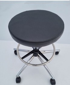 Resim Siyah Deri Tekerlekli Yüksek Bar Taburesi 