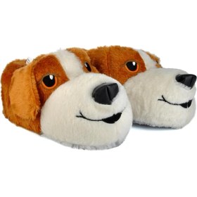 Resim Konfor Sevimli Köpek Figürlü Kadın Panduf Yumuşak Peluş Malzeme ile Rahat Kullanım 