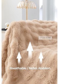 Resim Kürk Yatak Örtüsü Çift Kişilik Dolgulu Peluş Yumuşak Çift Taraflı Yorgan 3 Parça Loria Kahve Kahverengi 