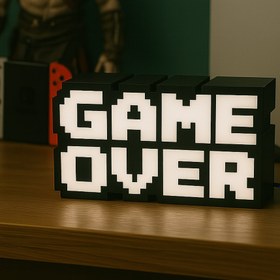 Resim Konsol İstasyonu GAME OVER LED Dekoratif Işıklı Masa Lambası - USB & Pilli - Oyun Odası Dekor 