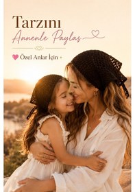 Resim Anne Kız Kombin Bandana El Örgüsü Saç Bandı Bohem Stil Ayarlanabilir 2li Set Siyah 