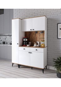 Resim Demre 5 Kapaklı 2 Çekmeceli Kahve Köşeşi Beyaz Tamamı Mdf 140 Cm Atlaş Çam Beyaz 