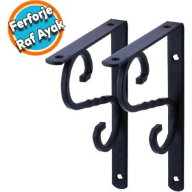Resim Nzb Raf Altı Raf Tutucu Ayak Ferforje Siyah 150X110 mm 2 Adet 