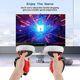 Resim VR Touch Controller Silicone Protective Grip Cover for Oculus Quest 2,Drop and Slip Resistant, with Adjustable Knuckle Strap and Joystick Cap Covers (Red) 