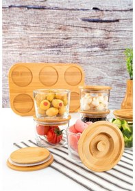 Resim Bambum Lincoln - 13 Parça Cam Kahvaltılık Takımı Ahşap 