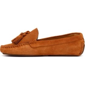Resim Derimod Kadın Taba Püsküllü Süet Deri Loafer 26PFD151210 
