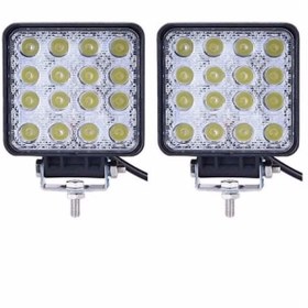 Resim Point 2 Adet 16 LED Off Road Iş Makinesi Kamyon Traktör Projektör Çalışma ve Sis Lambası 48 Watt 12V 