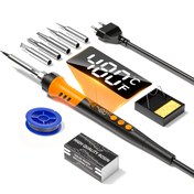 Resim 90W LCD Lehim Havyası, Ayarlanabilir Sıcaklıklı Lehimleme Kiti - 5 Uçlu, Lehim ve Tamir için 