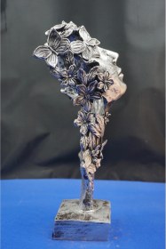 Resim Dekoratif Çiçekli Kadın Heykel Biblo Ev Dekor & Hediyelik Aksesuar 32 Cm Gümüş 