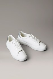 Resim Calvin Klein Kadın Gümüş Rengi Detaylı Bağcıklı Sneaker - Beyaz 