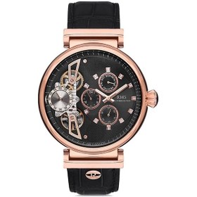 Resim Rms Zeitmeister Rms.1.ag1270.05 Otomatik Mekanizmalı Kristal Camlı Deri Kordonlu Siyah Erkek Kol Saati 