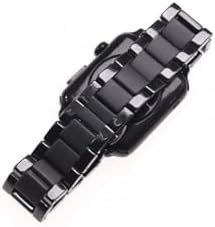 Resim PSR aksesuar Parlak Siyah Mat Seramik Metal Zore Kordon-Parlak Siyah Watch 38mm ile uyumlu 