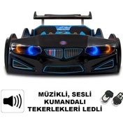 Resim inegoldeneve Bmw - Full - Arabalı Yatak Araba Karyola - M9 Serisi - Tekerleri Ledli & Kumandalı 