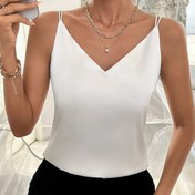 Resim Kadınların Şık Slingback Çapraz Askılı Katı Renk İnce Omuz Askısı Pullover Arkasız Yelek, 88120315, Yaz için 