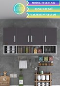 Resim Kenzlife Hazır Mutfak Severus Gri 060*120*22 Mutfak Banyo Dolabı Kapaklı Raflı 