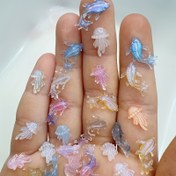 Resim 20 adet Aurora Okyanus Nail Art, Jellyfish & Fish Şekilli Tırnak Kökleri, Iridyumlu Tırnak Aksesuarları, Koku Yok, Nail Art Tasarım için Manikür Takıları 