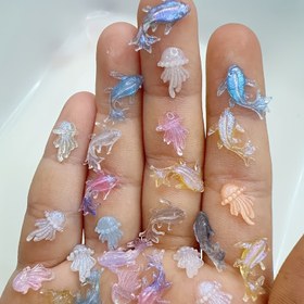 Resim 20 adet Aurora Okyanus Nail Art, Jellyfish & Fish Şekilli Tırnak Kökleri, Iridyumlu Tırnak Aksesuarları, Koku Yok, Nail Art Tasarım için Manikür Takıları 