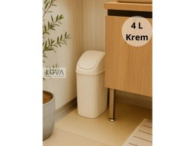 Resim 4 Lt Slim Çöp Kovası, Mutfak ve Banyo Için Şık ve Kullanışlı Krem Renk 