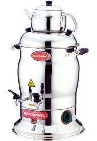Resim Işıkgaz Silverinox Çay Semaveri 2 Demlik 16 Lt. 2000 W. Profesyonel Endüstriyel 