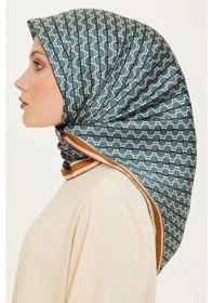 Resim Armine İpek Eşarp 2025 Kış - 9226-35 Mavi Kahve Twill Mavi 05 