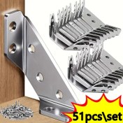 Resim Vidalı Ağır Metal Sekiz Şekilli Ahşap Bağlantı Parçaları Seti (51 Adet) - Mobilya ve Ahşap Çerçeveler için 90° Köşe Desteği, Çizilmeye Karşı Dirençli, Kolay Kurulum 