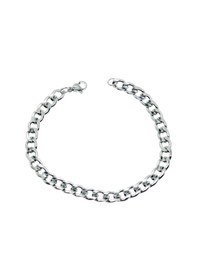 Resim Gümüş Renk Cuban Unisex Erkek Metal Beyaz Çelik Zincir Çelik Bileklik- 2800 Çok Renkli 