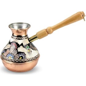 Resim Gül Çiçek Bakır Rus Cezvesi 4 Fincanlık 
