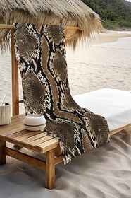 Resim Dijital Baskı Plaj Deniz Havlusu Yılan Derisi Desenli Peştamal HVL0191 