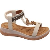 Resim Celira Akç A25 Krem Günlük Taşlı Kadın Sandalet Ayakkabı Çok Renkli 