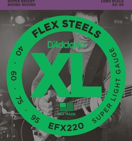 Resim D'Addario EFX220 FlexSteels Bas Gitar Tel Seti - 40-95 Super Light (Profesyonel) | Esnek Çelik Alaşım, Parlak Ton Karakteri ve Derin Harmonik Zenginlik 