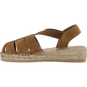 Resim Derimod Kadın Taba Süet Deri Espadril Sandalet 26SFD205510 