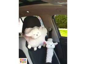 Resim Yumuşak Pelüş Araba Boyun Yastığı ve Kemer Kılıf Seti, Konfor ve Şıklık Sağlar 