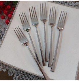 Resim Seramikci 6'Lı Yemek Çatalı Platin 