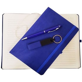 Resim Büro Ev Ofis Hediyesi İçin Anahtarlıklı Deri Defter Tükenmez Kalem Seti 