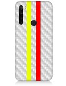 Resim Xiaomi Redmi Note 8 Uyumlu Silikon Kılıf Sarı Kırmızı Metal Motif 