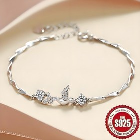 Resim 1 adet S925 gümüş moda retro zarif trend hafif lüks şık tatlı parlak göz alıcı yapay Zirkonya yuvarlak yapay Zirkon kuş hayvan sevimli desen geometrik lüks hissi yaratıcı tasarım niş temperament ins tarzı 