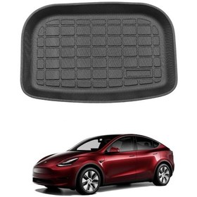 Resim Tesla Model Y Arka Bagaj Havuzlu Kauçuk Paspası, Pirinç Desenli, Siyah Renk 