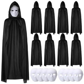 Resim 120 Cm Siyah Kapüşonlu Pelerin Ve Boyanabilir Karton Maske 8 Li Set Diğer 