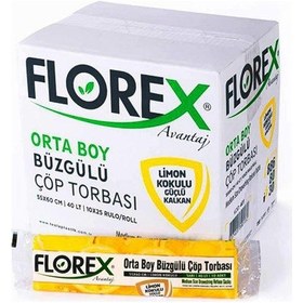 Resim Florex Büzgülü Limon Kokulu Orta Boy Çöp Torbası 25 Adet Sarı 55 x 60 CM 