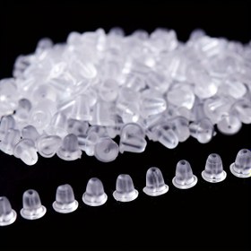 Resim 100 Çift Basit Moda Günlük Çok Yönlü Anti-Drop Hypoallergenic Şeffaf Silikon Kulak Tıkacı Kullanışlı Pratik Küçük İş Malzemeleri 
